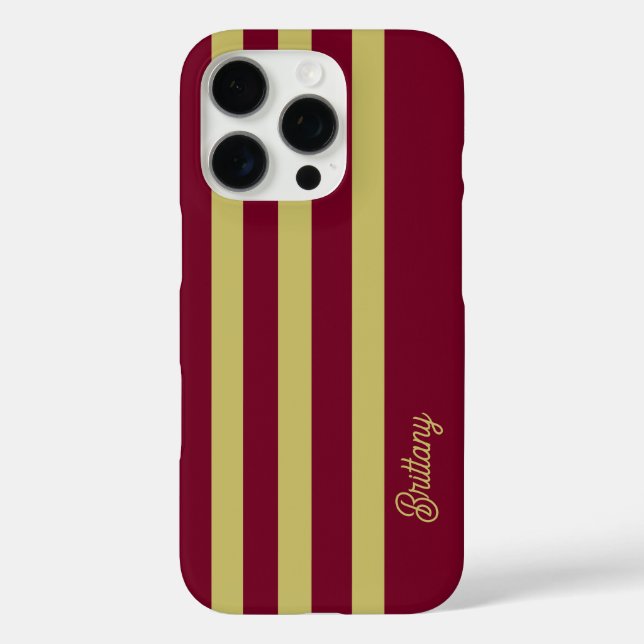 Funda iPhone 16 Pro Chartreuse Green and Burgundy Stripes Pattern  (Reverso )
