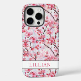 Funda iPhone 16 Pro Cherry Blossoms Sakura Monogrammed