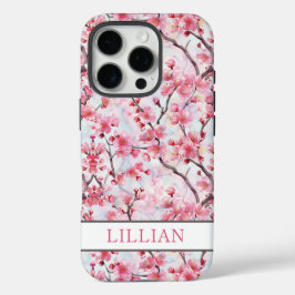 Funda iPhone 16 Pro Cherry Blossoms Sakura Monogrammed