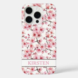 Funda iPhone 16 Pro Cherry Blossoms Sakura Pattern Monogrammed