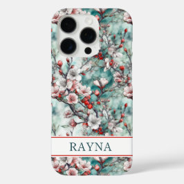 Funda iPhone 16 Pro Cherry Blossoms Sakura Print Monogrammed
