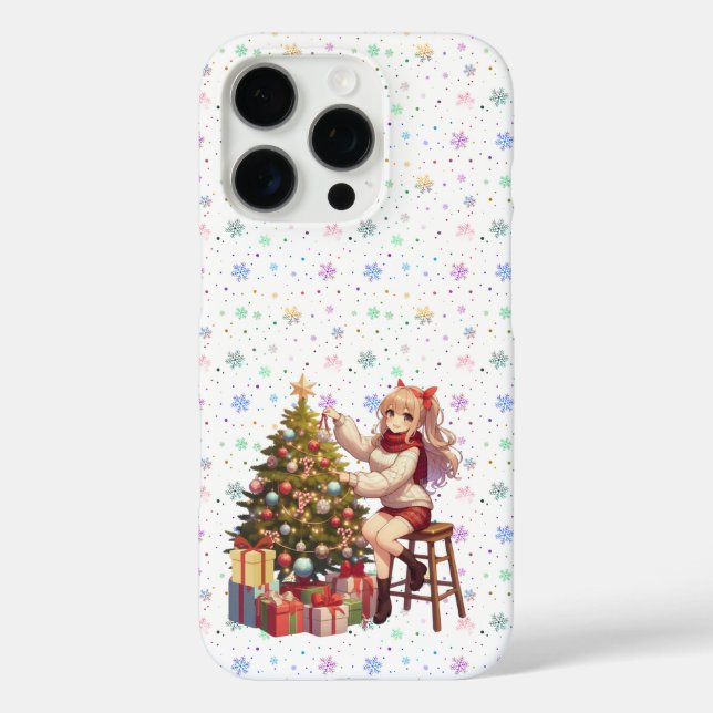 Funda iPhone 16 Pro Chica de anime suave recortando el árbol (Reverso )