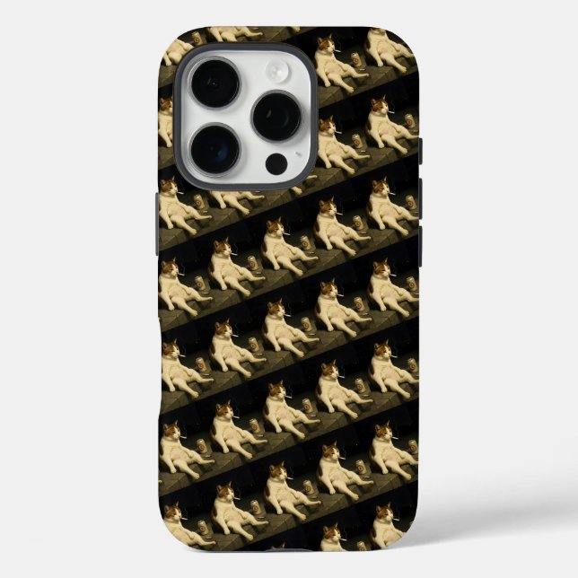 Funda iPhone 16 Pro Cigarette Kitten Funny Smoking Cat Gen Z Meme (Reverso )