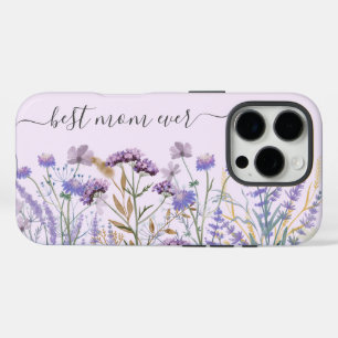 Funda iPhone 16 Pro Cita de pradera de flores silvestres púrpura acuar