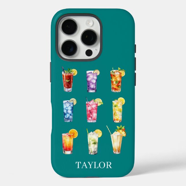 Funda iPhone 16 Pro Cócteles Cócteles Cócteles Monogramados (Reverso )
