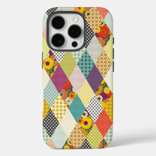 Funda iPhone 16 Pro colcha vintage de parches florales