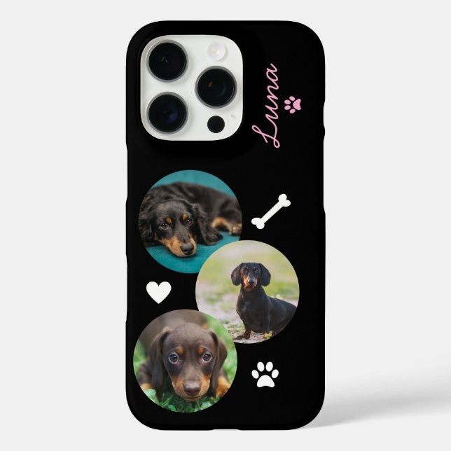 Funda iPhone 16 Pro Collage de fotos de perro personalizado (Reverso )