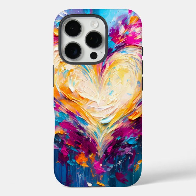 Funda iPhone 16 Pro Colorful Abstract Modern Love Heart (Reverso )