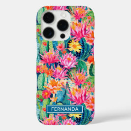 Funda iPhone 16 Pro Colorful Blooming Cacti Personalized