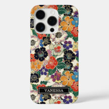 Colorful Japanese Flowers Monogrammed