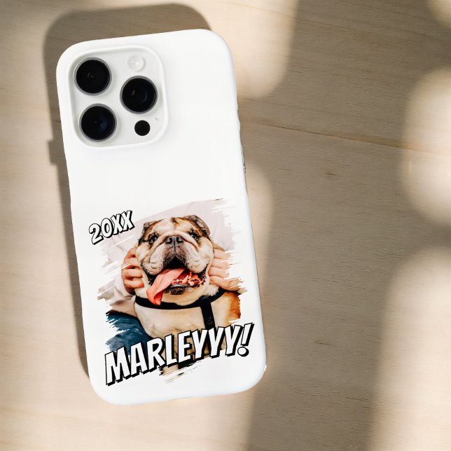 Funda iPhone 16 Pro Cómic moderno Mascota simple Personalizado Grunge (Subido por el creador)