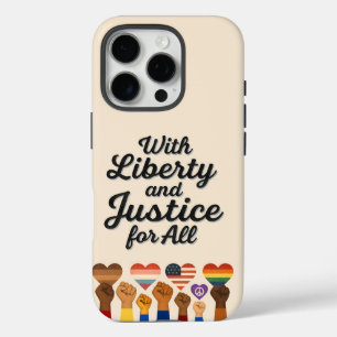 Funda iPhone 16 Pro Con Libertad y Justicia para Todos Protesta Libert