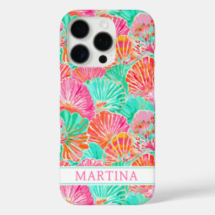 Funda iPhone 16 Pro Conchas Coloridas con Monograma