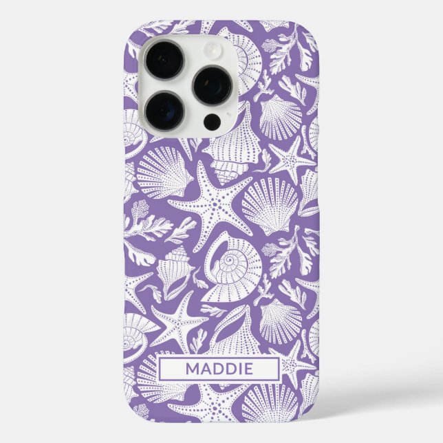 Funda iPhone 16 Pro Conchas Moradas Personalizadas (Reverso )
