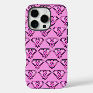 Funda iPhone 16 Pro Conciencia sobre el cáncer de mama Diamante Logo R