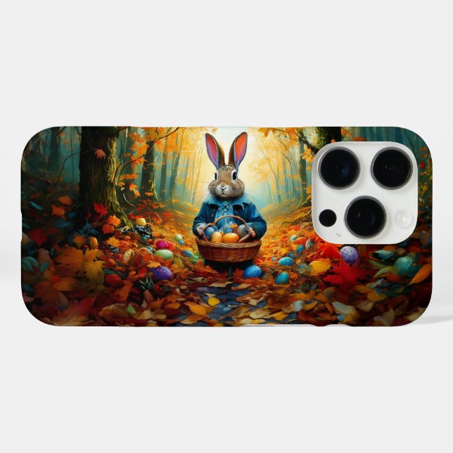 Funda iPhone 16 Pro Conejo de Pascua en el bosque (Reverso (Horizontal))