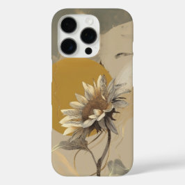 Funda iPhone 16 Pro Contorno de girasol minimalista neutro