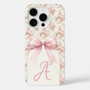 Funda iPhone 16 Pro Coqueta de arco rosado monograma
