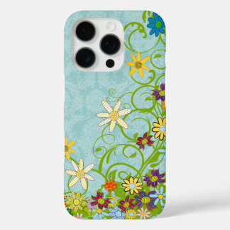 Funda iPhone 16 Pro Coral floral Amarillo Morado Azul Rojo Damasco