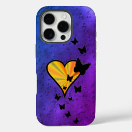 Funda iPhone 16 Pro Corazón arcoiris y mariposa