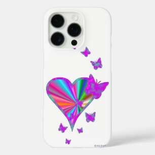 Funda iPhone 16 Pro Corazón arcoiris y mariposa