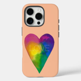 Funda iPhone 16 Pro Corazón de acuarela de "AMOR"