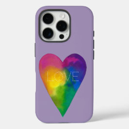 Funda iPhone 16 Pro Corazón de acuarela de "AMOR"