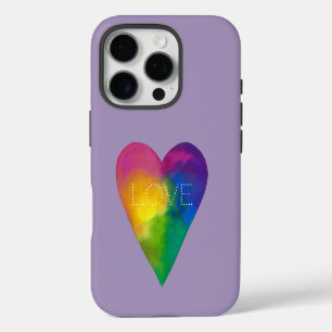 Funda iPhone 16 Pro Corazón de acuarela de "AMOR"