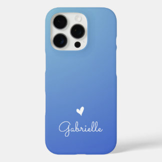 Funda iPhone 16 Pro Corazón Gradiente Azul Simple Nombre en Letra Scri