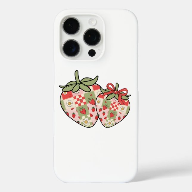 Funda iPhone 16 Pro Corazones de fresa de arte cutáneo (Reverso )
