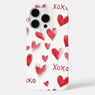 Funda iPhone 16 Pro Corazones Rojos Amor XOXO