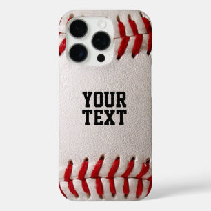 Funda iPhone 16 Pro Costura de béisbol softball con texto personalizad