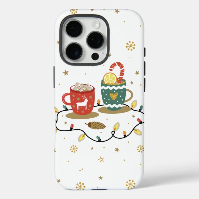 Funda iPhone 16 Pro Cosy Gold Navidades Coffee Cocoa (Reverso )