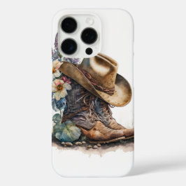 Funda iPhone 16 Pro Country Cowgirl Boots Flower Hat Texas