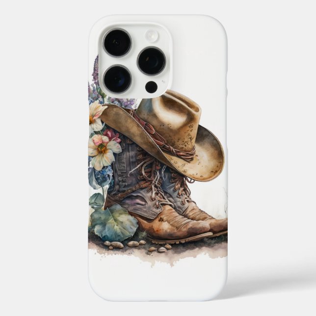 Funda iPhone 16 Pro Country Cowgirl Boots Flower Hat Texas (Reverso )