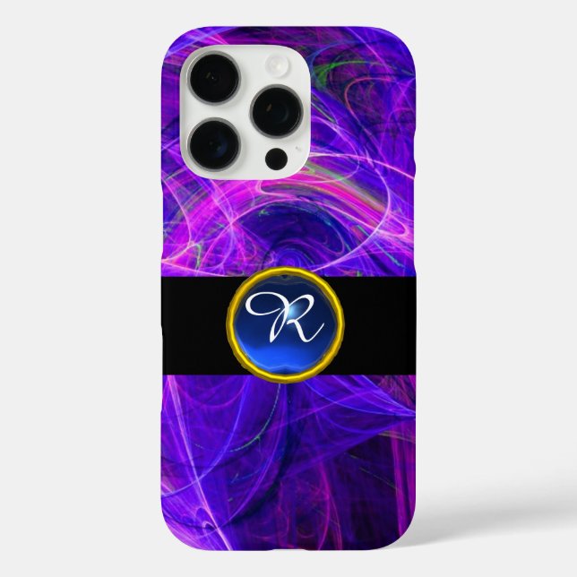 FUNDA iPhone 16 PRO CRAZY FOTON AZUL SAPPHIRE GEM STONE MONOGRAM (Reverso )