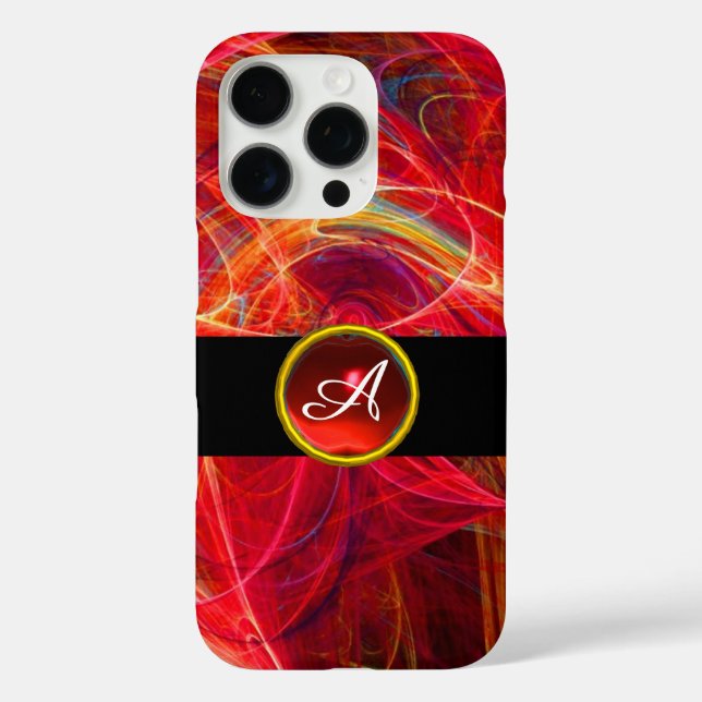 FUNDA iPhone 16 PRO CRAZZY FOTON RED RUBY GEM STONE MONOGRAM (Reverso )