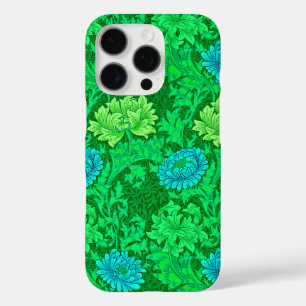 Funda iPhone 16 Pro Crisantemos William Morris, verde lima y aqua
