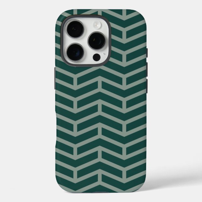 Funda iPhone 16 Pro Crisp Sharp Flechas opuestas Chevron Two Tone Gree (Reverso )