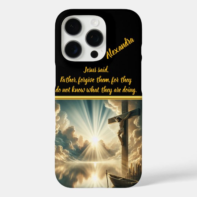 Funda iPhone 16 Pro Crucifixión de Jesús sobre las aguas de reflexión (Reverso )