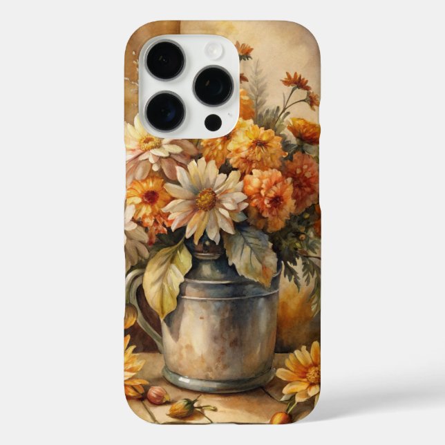 Funda iPhone 16 Pro Cubo con Floral de Otoño   (Reverso )