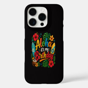 Funda iPhone 16 Pro Cumpleaños Aloha Hibisco Hawái