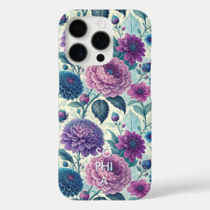 Funda iPhone 16 Pro Customize Modern Purple Floral Vintage Dahlia