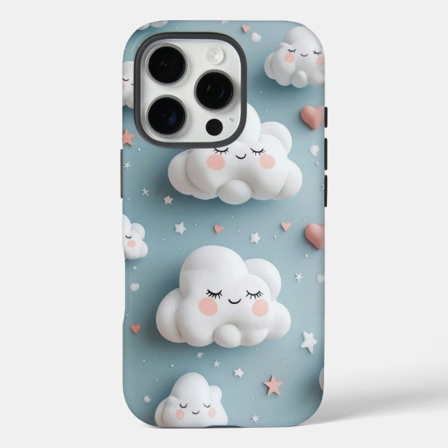 Funda iPhone 16 Pro Cute Cloud Phone Case ☁️💙 (Reverso )