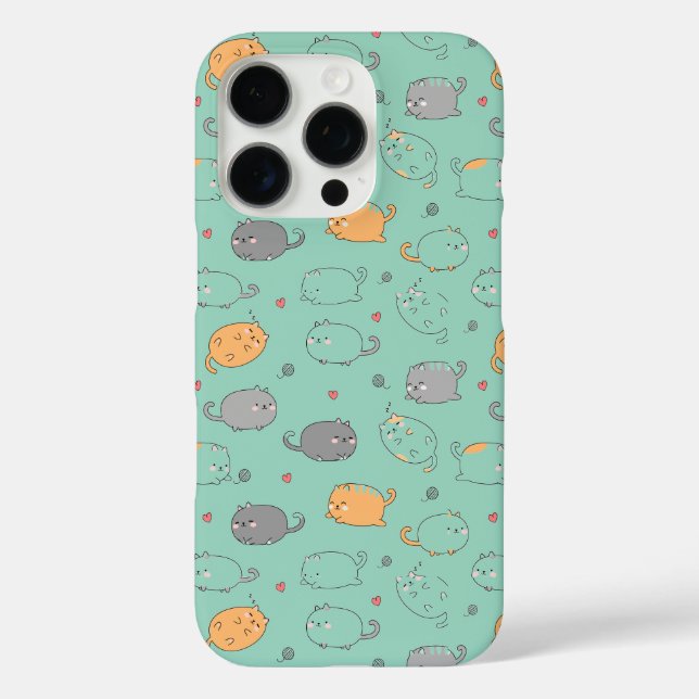 Funda iPhone 16 Pro Cute & Cozy Sleepy Cat Dreams Pattern iPhone case (Reverso )