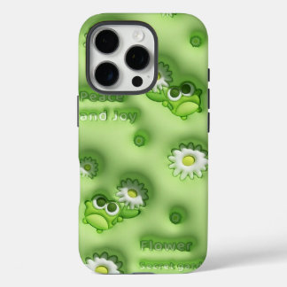 Funda iPhone 16 Pro Cute Green Frog & Daisy Phone Case 💚🐸🌼