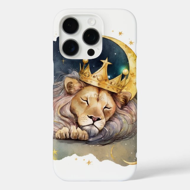 Funda iPhone 16 Pro Cute  king Lion Sleeping On The Moon               (Reverso )