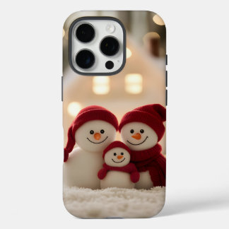 Funda iPhone 16 Pro Cute Snowman Family Winter Christmas