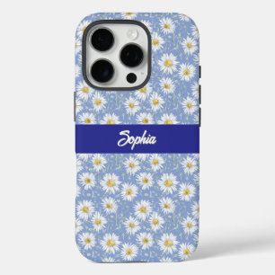Funda iPhone 16 Pro Daisies blancos sobre el azul