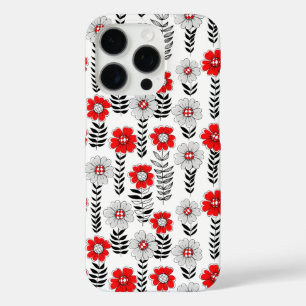 Funda iPhone 16 Pro Daisy garabatea en rojo y negro